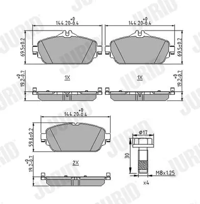 Handler.Part Brake pad set, disc brake JURID 573671J 1