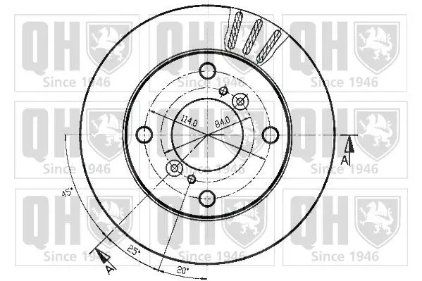 Handler.Part Brake disc QUINTON HAZELL BDC3758 1