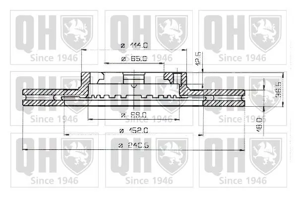 Handler.Part Brake disc QUINTON HAZELL BDC3814 1