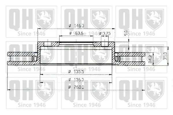 Handler.Part Brake disc QUINTON HAZELL BDC4351 1