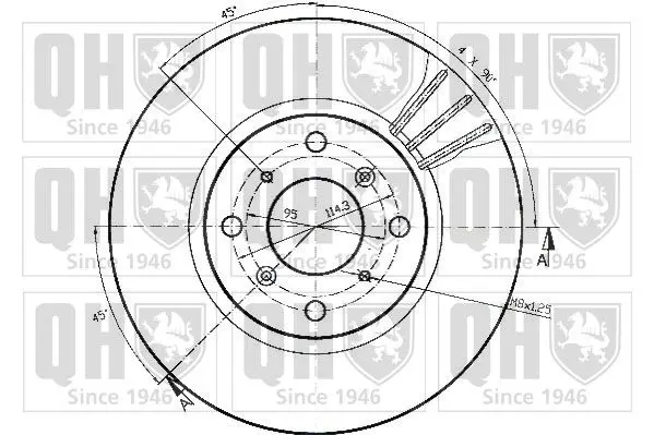 Handler.Part Brake disc QUINTON HAZELL BDC4374 2