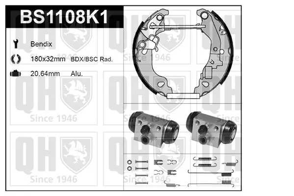 Handler.Part Brake set, drum brakes QUINTON HAZELL BS1108K1 1