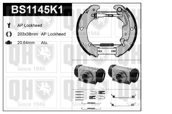 Handler.Part Brake set, drum brakes QUINTON HAZELL BS1145K1 1