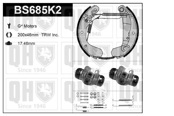 Handler.Part Brake set, drum brakes QUINTON HAZELL BS685K2 1