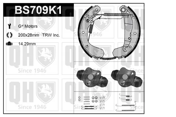 Handler.Part Brake set, drum brakes QUINTON HAZELL BS709K1 1