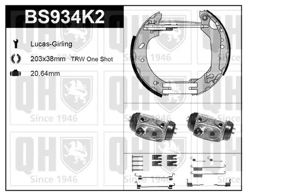 Handler.Part Brake set, drum brakes QUINTON HAZELL BS934K2 1