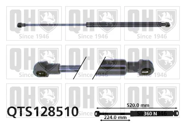 Handler.Part Gas spring, boot-/cargo area QUINTON HAZELL QTS128510 1