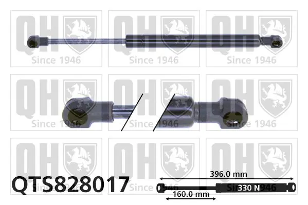 Handler.Part Gas spring, bonnet QUINTON HAZELL QTS828017 1