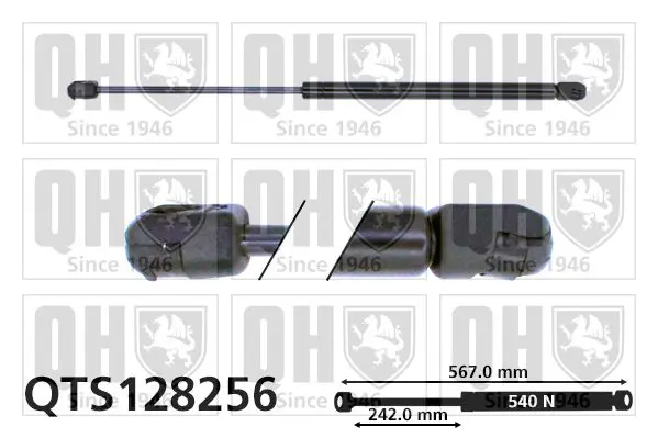 Handler.Part Gas spring, boot-/cargo area QUINTON HAZELL QTS128256 1