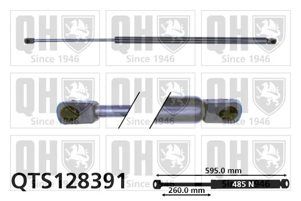 Handler.Part Gas spring, bonnet QUINTON HAZELL QTS128391 1