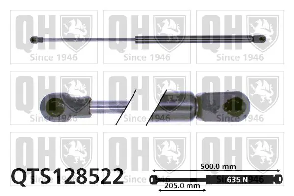 Handler.Part Gas spring, boot-/cargo area QUINTON HAZELL QTS128522 1