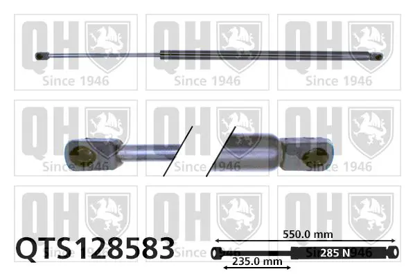 Handler.Part Gas spring, bonnet QUINTON HAZELL QTS128583 1