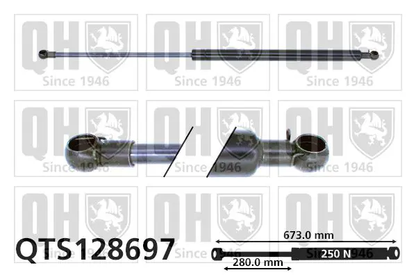 Handler.Part Gas spring, bonnet QUINTON HAZELL QTS128697 1