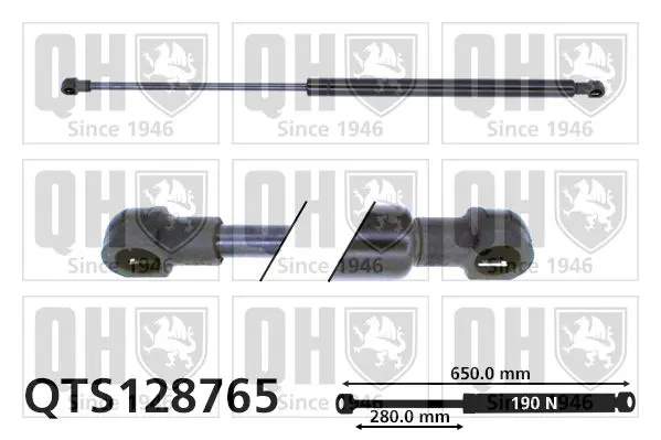 Handler.Part Gas spring, bonnet QUINTON HAZELL QTS128765 1