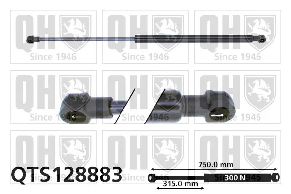 Handler.Part Gas spring, bonnet QUINTON HAZELL QTS128883 1