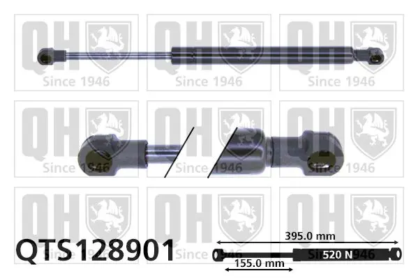 Handler.Part Gas spring, bonnet QUINTON HAZELL QTS128901 1