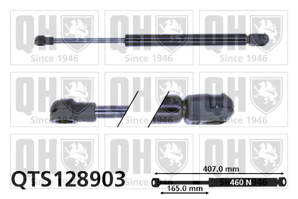 Handler.Part Gas spring, bonnet QUINTON HAZELL QTS128903 1