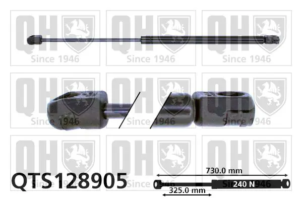 Handler.Part Gas spring, bonnet QUINTON HAZELL QTS128905 1