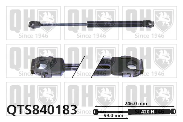 Handler.Part Gas spring, bonnet QUINTON HAZELL QTS840183 1