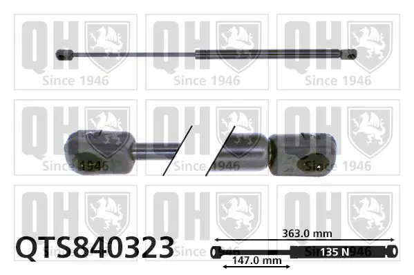 Handler.Part Gas spring, rear windscreen QUINTON HAZELL QTS840323 1