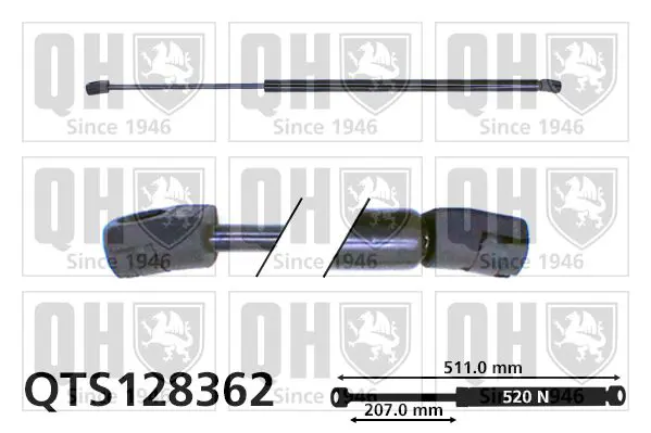 Handler.Part Gas spring, boot-/cargo area QUINTON HAZELL QTS128362 1