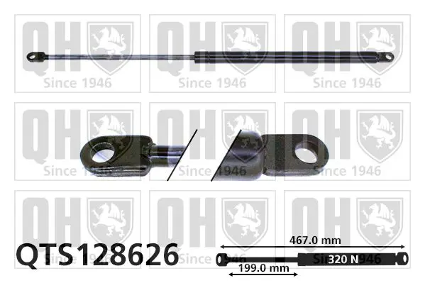 Handler.Part Gas spring, bonnet QUINTON HAZELL QTS128626 1