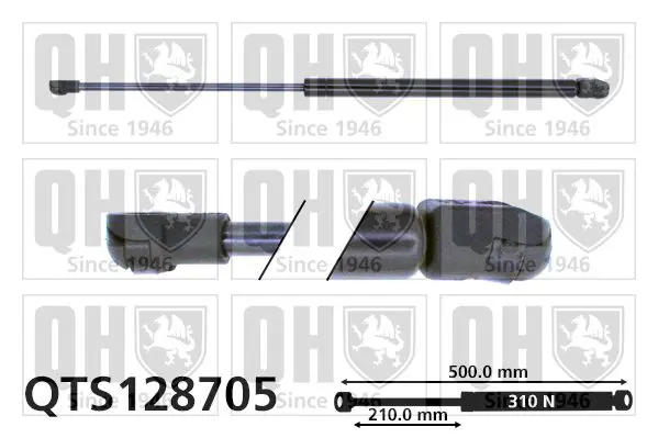 Handler.Part Gas spring, bonnet QUINTON HAZELL QTS128705 1