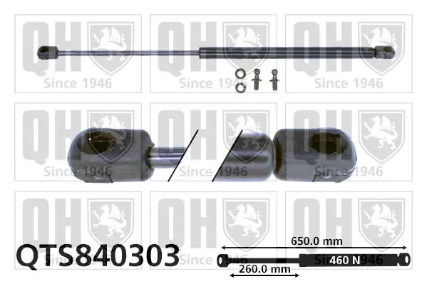 Handler.Part Gas spring, boot-/cargo area QUINTON HAZELL QTS840303 1