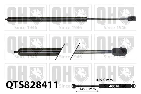 Handler.Part Gas spring, bonnet QUINTON HAZELL QTS828411 1