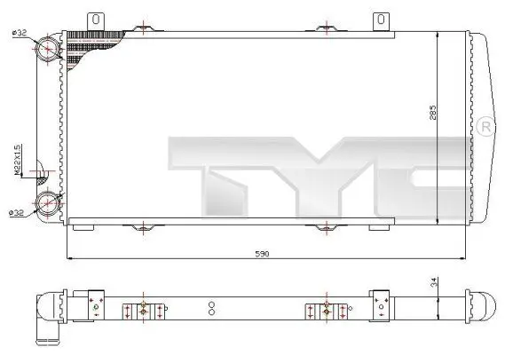 Handler.Part Radiator, engine cooling TYC 7320002 1