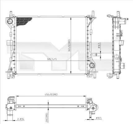 Handler.Part Radiator, engine cooling TYC 7100041 1