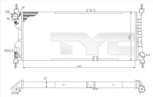 Handler.Part Radiator, engine cooling TYC 7250019R 1