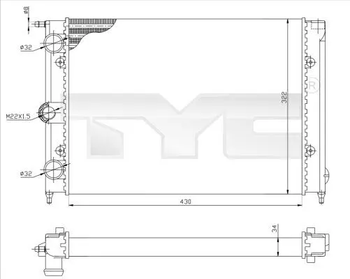 Handler.Part Radiator, engine cooling TYC 7370050 1