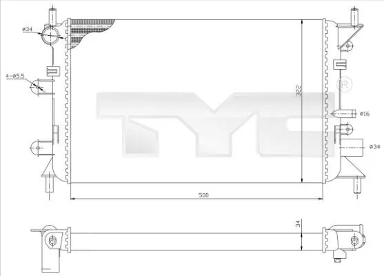 Handler.Part Radiator, engine cooling TYC 7100036R 1