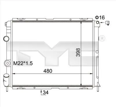 Handler.Part Radiator, engine cooling TYC 7280012R 1