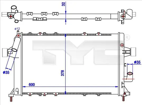 Handler.Part Radiator, engine cooling TYC 7250039R 1