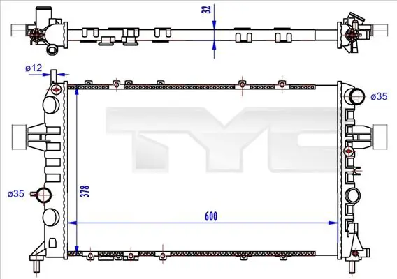 Handler.Part Radiator, engine cooling TYC 7250041R 1