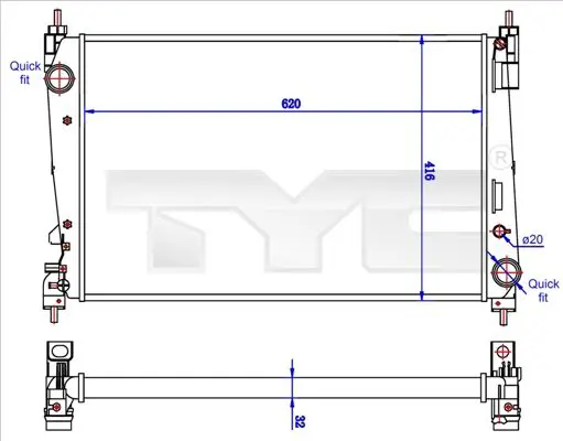 Handler.Part Radiator, engine cooling TYC 7250042R 1