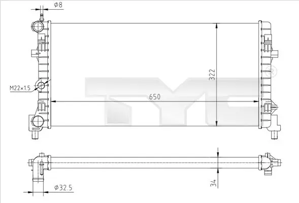 Handler.Part Radiator, engine cooling TYC 7370064R 1