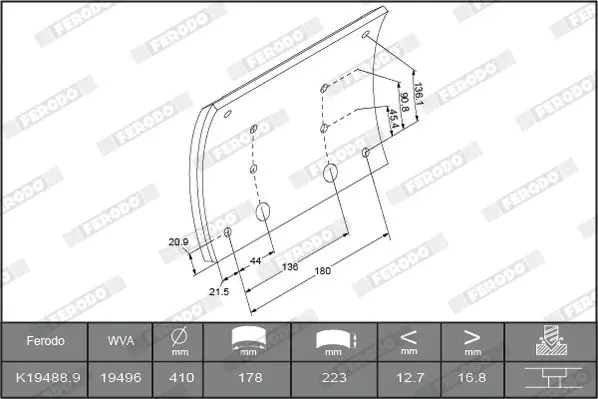 Handler.Part Brake lining kit, drum brake FERODO K194880F3672 1