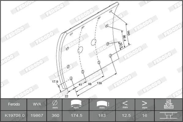 Handler.Part Brake lining kit, drum brake FERODO K197081F3661 1