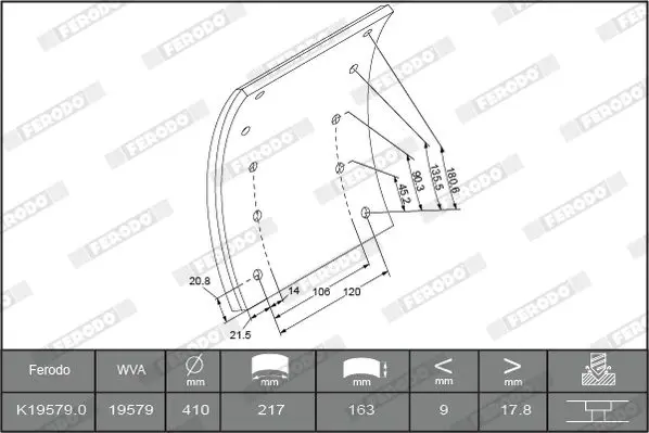 Handler.Part Brake lining kit, drum brake FERODO K195790F3539 1