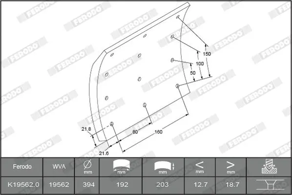 Handler.Part Brake lining kit, drum brake FERODO K195620F2020 1