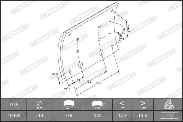 Handler.Part Brake lining kit, drum brake FERODO K194889F3660 3