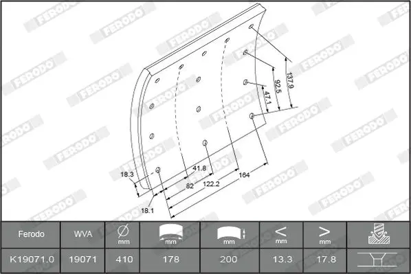 Handler.Part Brake lining kit, drum brake FERODO K190711F3660 1