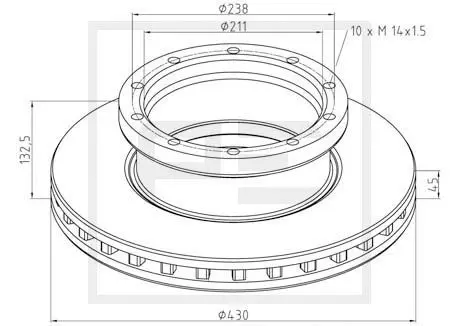 Handler.Part Brake disc PE Automotive 01629500A 1