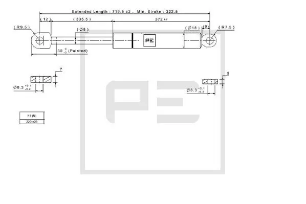 Handler.Part Gas Spring PE Automotive 03034300A 1