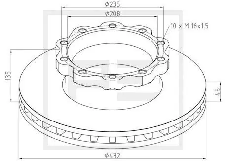 Handler.Part Brake disc PE Automotive 03612200A 1