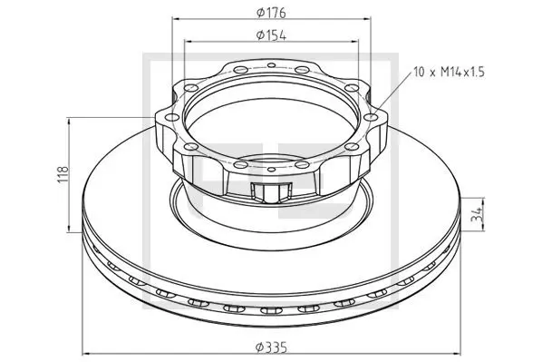 Handler.Part Brake disc PE Automotive 03612510A 1