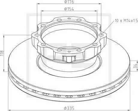 Handler.Part Brake disc PE Automotive 03613010A 1